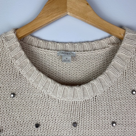 FOSSIL Merino Wool Cashmere Blend Studded Sweater - Picture 6 of 9